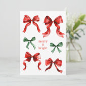 Merry Bright Bows Watercolor Christmas シーズンカード (スタンド正面)