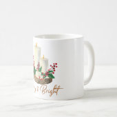 Merry & Bright Candle Holly Christmas Coffee Mug コーヒーマグカップ (正面右)