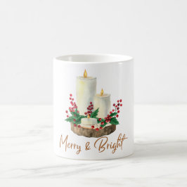 Merry & Bright Candle Holly Christmas Coffee Mug コーヒーマグカップ
