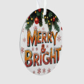Merry & Bright Christmas Acrylic Circle Ornament  オーナメント (正面)