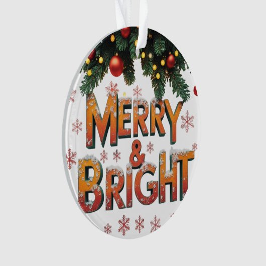Merry & Bright Christmas Acrylic Circle Ornament オーナメント (正面)