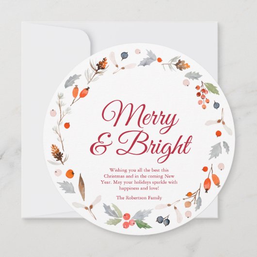 Merry & Bright Christmas Card with Candy Cane (裏面)