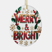 Merry & Bright Christmas Ceramic Circle Ornament  セラミックオーナメント (右)