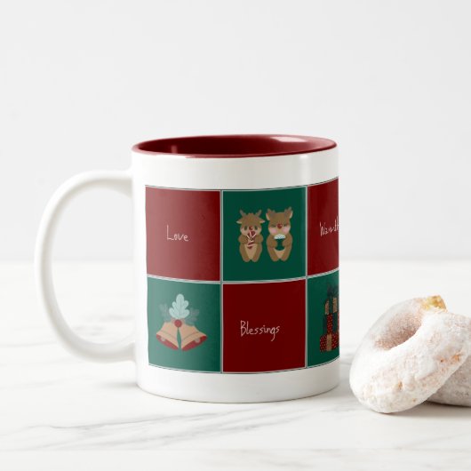 Merry & Bright Christmas Coffee Mug ツートーンマグカップ (ドーナツ)