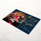 Merry & Bright Christmas Family Photo  箔シーズンカード (回転した状態)