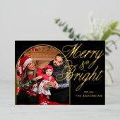 Merry & Bright Christmas Family Photo  箔シーズンカード (立ち正面)