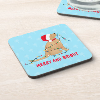 Merry Bright Christmas Lights Dog Coaster Set コースター