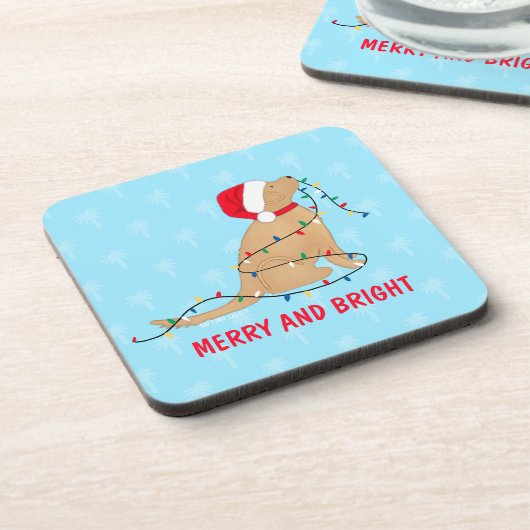 Merry Bright Christmas Lights Dog Coaster Set コースター (左側)