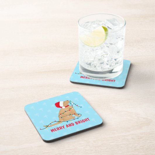 Merry Bright Christmas Lights Dog Coaster Set コースター (右側)