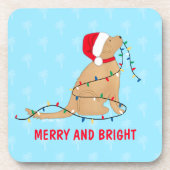 Merry Bright Christmas Lights Dog Coaster Set コースター (正面)