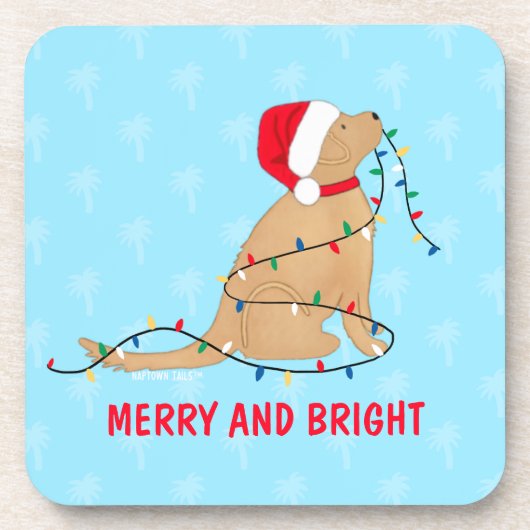 Merry Bright Christmas Lights Dog Coaster Set コースター (正面)