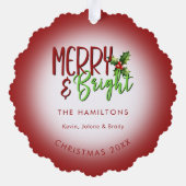 Merry & Bright Christmas Lights Photo オーナメントカード (裏面)