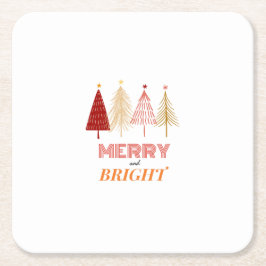 Merry & Bright Christmas Paper Coasters スクエアペーパーコースター