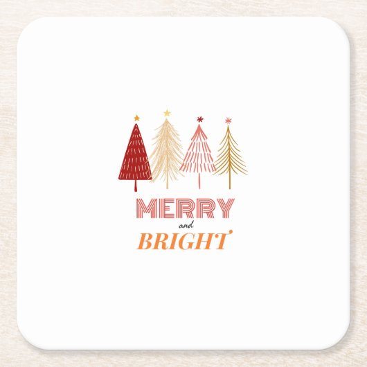 Merry & Bright Christmas Paper Coasters スクエアペーパーコースター (正面)