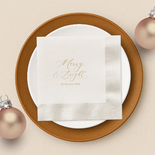 Merry & Bright Christmas Paper Napkins 縁ありカクテルナプキン
