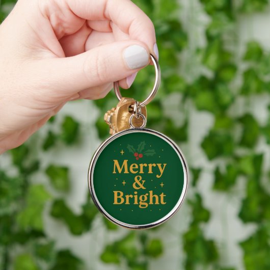 Merry & Bright Christmas Quote キーホルダー (手)
