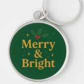 Merry & Bright Christmas Quote キーホルダー (正面)