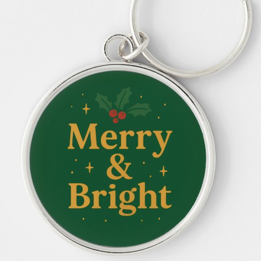 Merry & Bright Christmas Quote キーホルダー (正面)