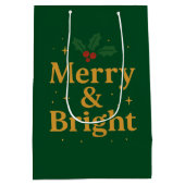 Merry & Bright Christmas Quote ミディアムペーパーバッグ (裏面)