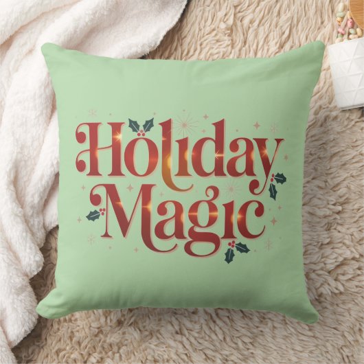 Merry & Bright Christmas Throw Pillow クッション (ブランケット)