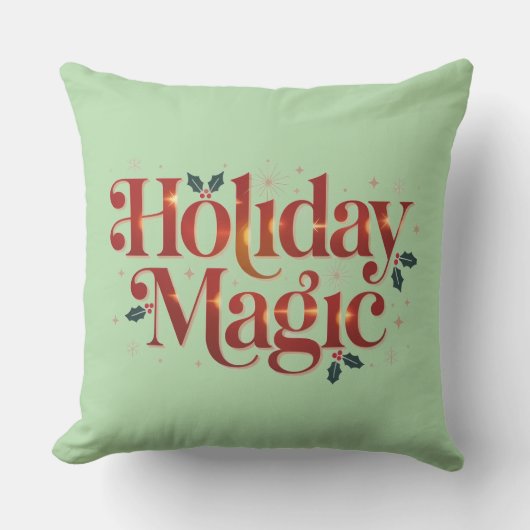 Merry & Bright Christmas Throw Pillow クッション (正面)