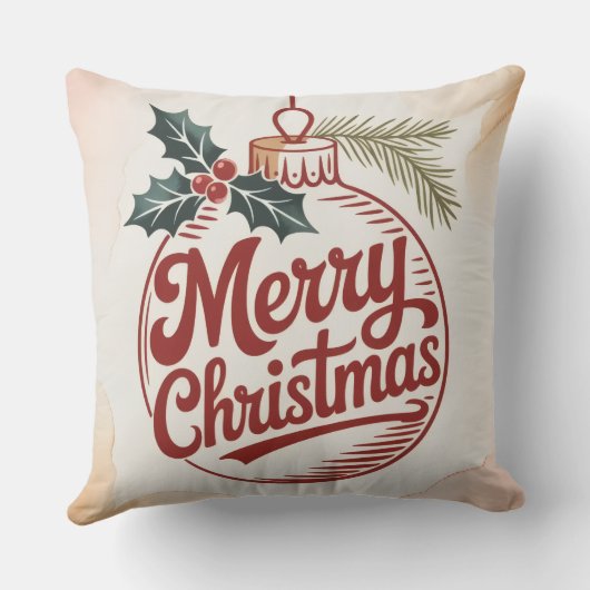 Merry & Bright Christmas Throw Pillow  クッション (裏面)