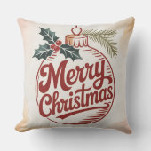 Merry & Bright Christmas Throw Pillow  クッション (正面)