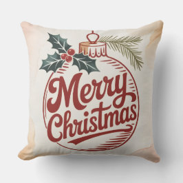 Merry & Bright Christmas Throw Pillow  クッション