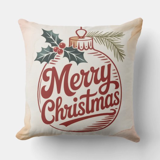 Merry & Bright Christmas Throw Pillow  クッション (正面)