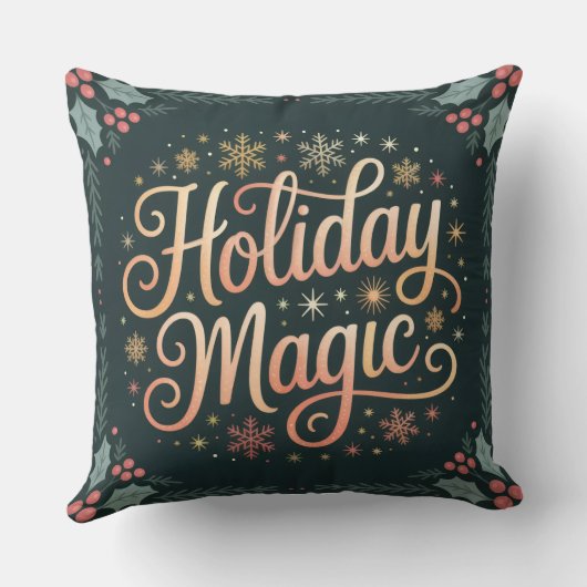 Merry & Bright Christmas Throw Pillow  クッション (裏面)
