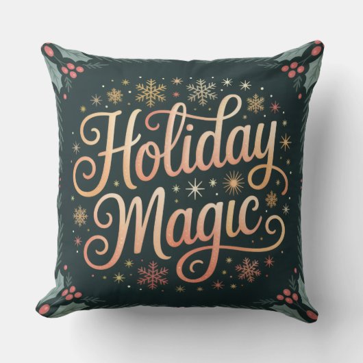 Merry & Bright Christmas Throw Pillow  クッション (正面)