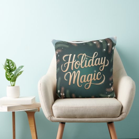 Merry & Bright Christmas Throw Pillow  クッション (椅子)