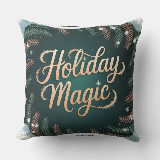 Merry & Bright Christmas Throw Pillow  クッション (正面)
