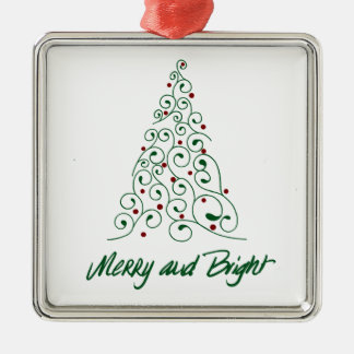 Merry & Bright Christmas Tree Ornament メタルオーナメント