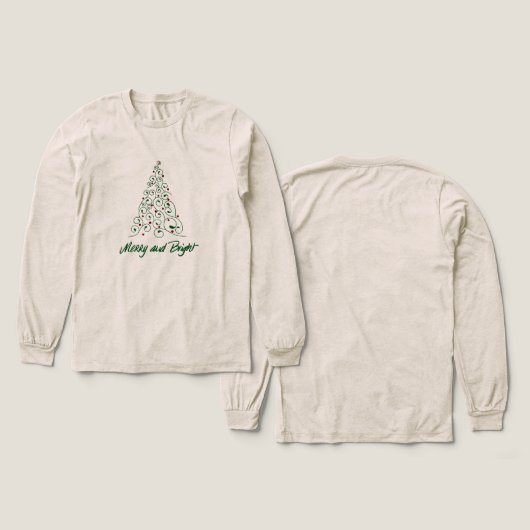 Merry & Bright Christmas Tree t-shirt トライブレンドTシャツ (デザイン 正面&背面)