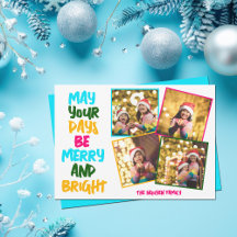 Merry Bright Colorful Christmas Photo Collage