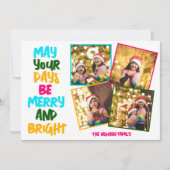 Merry Bright Colorful Christmas Photo Collage シーズンカード (正面)