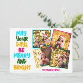 Merry Bright Colorful Christmas Photo Collage シーズンカード (スタンド正面)