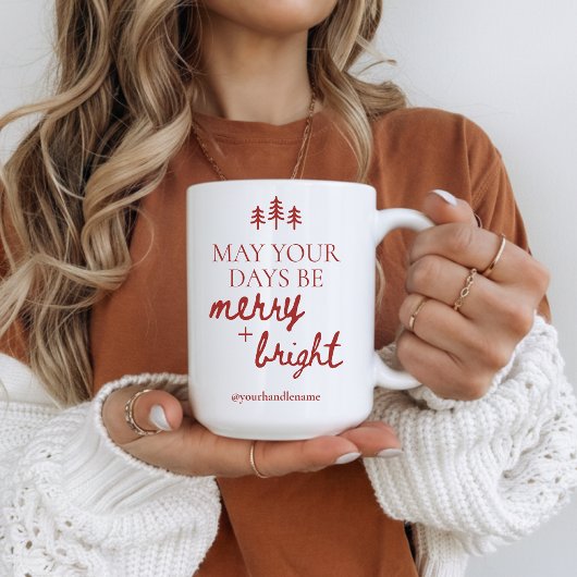 Merry & Bright Custom Christmas Mug for Her or Him コーヒーマグカップ