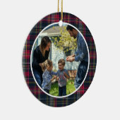 Merry & Bright Custom Tartan Family Photo Holiday セラミックオーナメント (右)