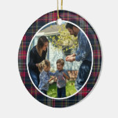 Merry & Bright Custom Tartan Family Photo Holiday セラミックオーナメント (左)