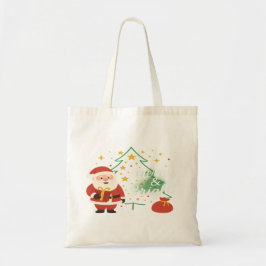 Merry & Bright Cute Santa Christmas Gift Tote Bag トートバッグ