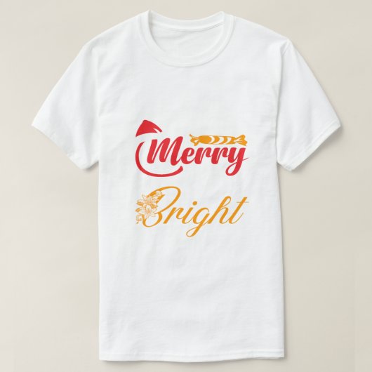 "Merry & Bright" Elegant Christmas Typography Tシャツ (デザイン正面)
