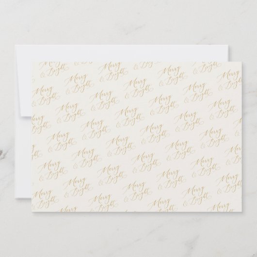 Merry & Bright Elegant Gold Script Christmas Card シーズンカード (裏面)