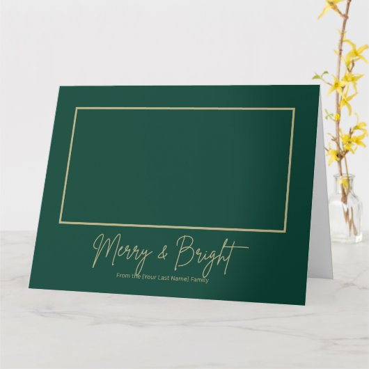 Merry & Bright Elegant Green GFolded Greeting Card カード (黄色い花)