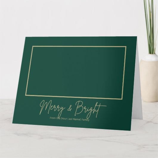 Merry & Bright Elegant Green GFolded Greeting Card カード (正面)