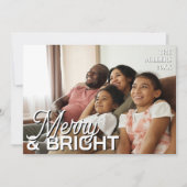 Merry & Bright Family Photo Elegant Light Gray シーズンカード (正面)