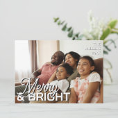 Merry & Bright Family Photo Elegant Light Gray シーズンカード (スタンド正面)