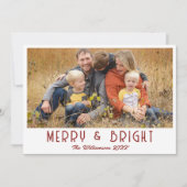 Merry & Bright Family Photo Modern Deep Burgundy シーズンカード (正面)