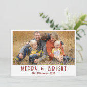 Merry & Bright Family Photo Modern Deep Burgundy シーズンカード (スタンド正面)